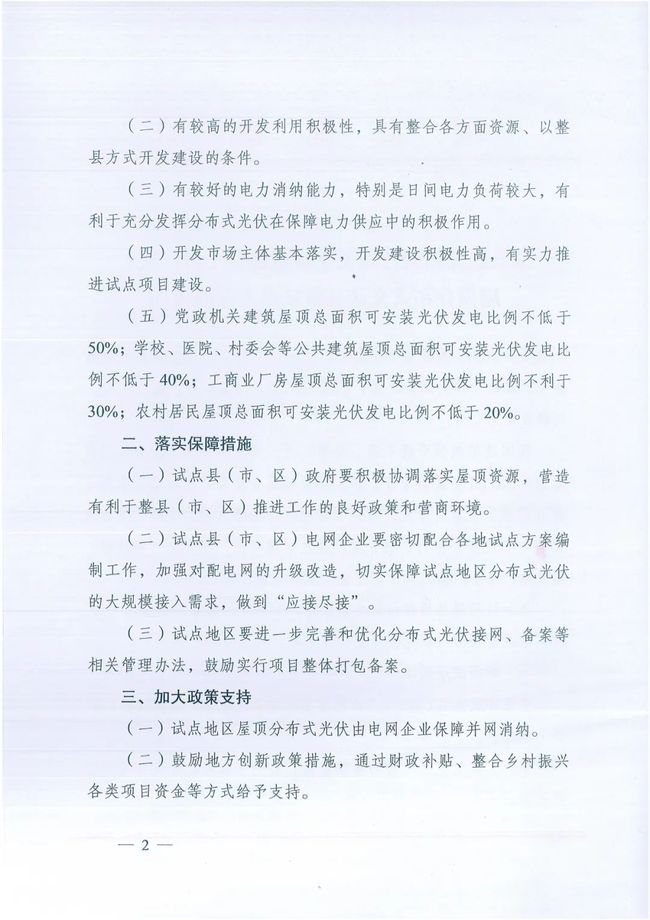國(guó)家能源局綜合司關(guān)于報(bào)送整縣（市、區(qū)）屋頂分布式光伏開發(fā)試點(diǎn)方案的通知